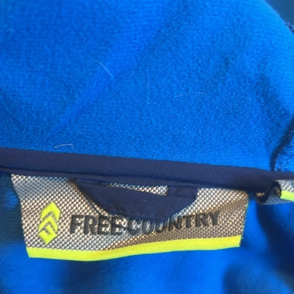 Free Country Blue and Navy Hooded Jacket with Red Zipper